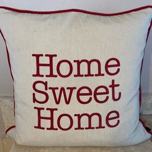 Newport “Home Sweet Home”  Red and Beige Modern Decorative Pillow